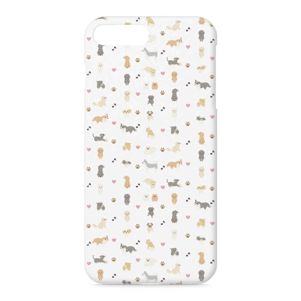 犬だらけiPhoneケース　白（ホワイト）