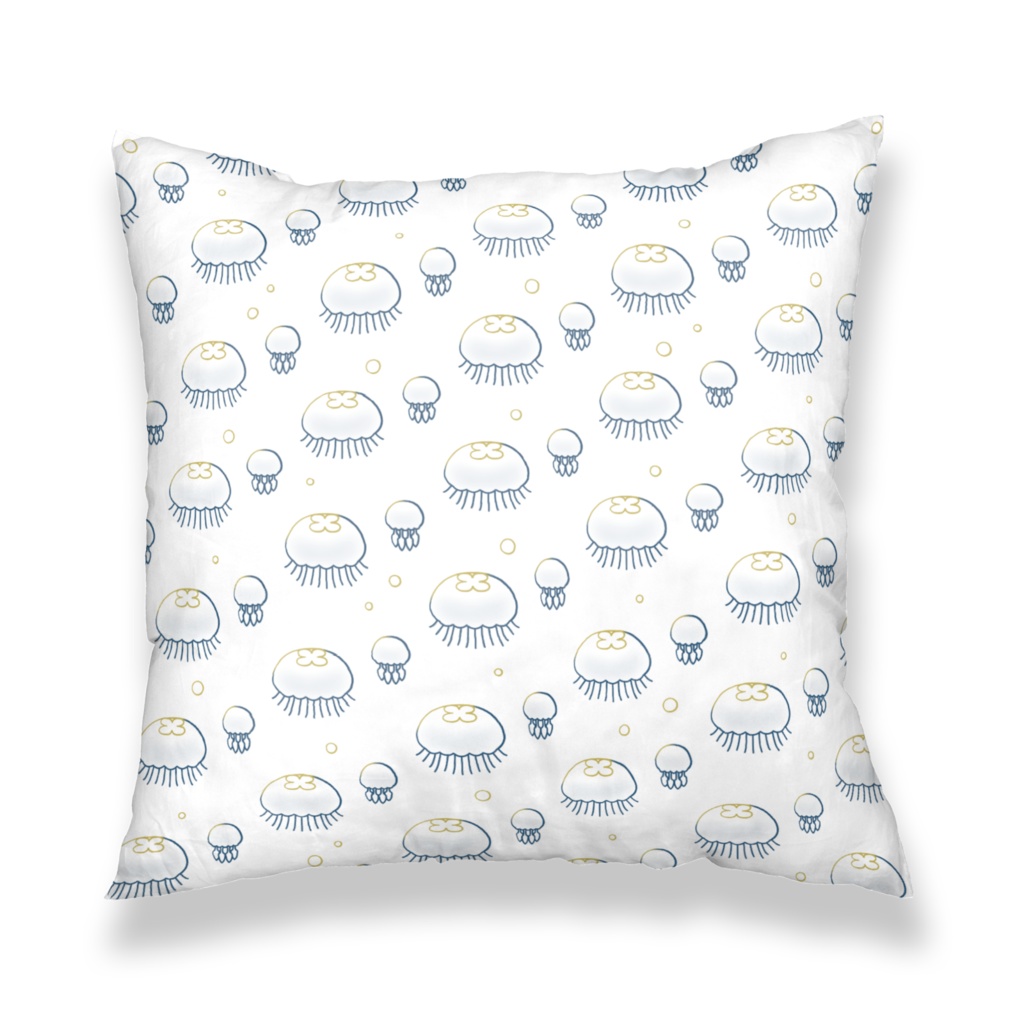 漂うクラゲB クッションカバー 白色(ホワイト)