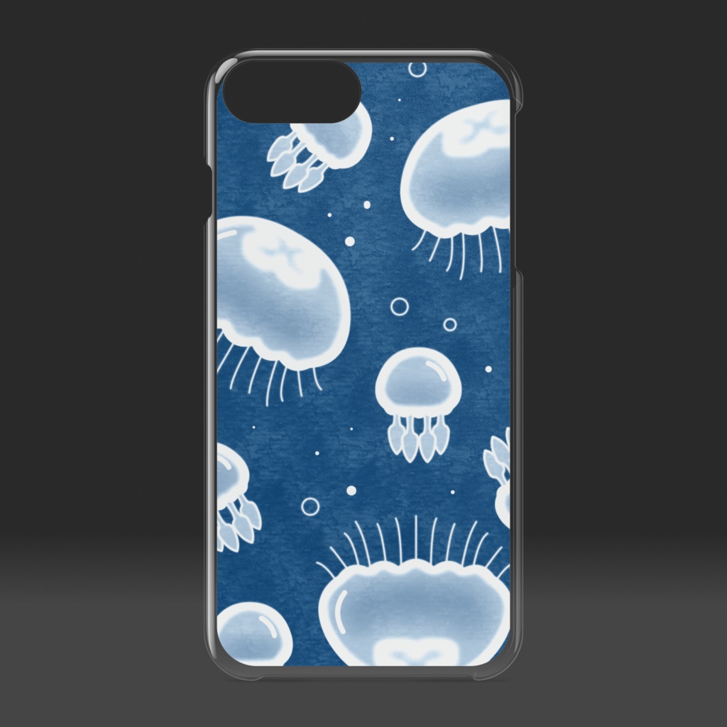 漂うクラゲA クリアiPhoneケース 青色(ブルー)