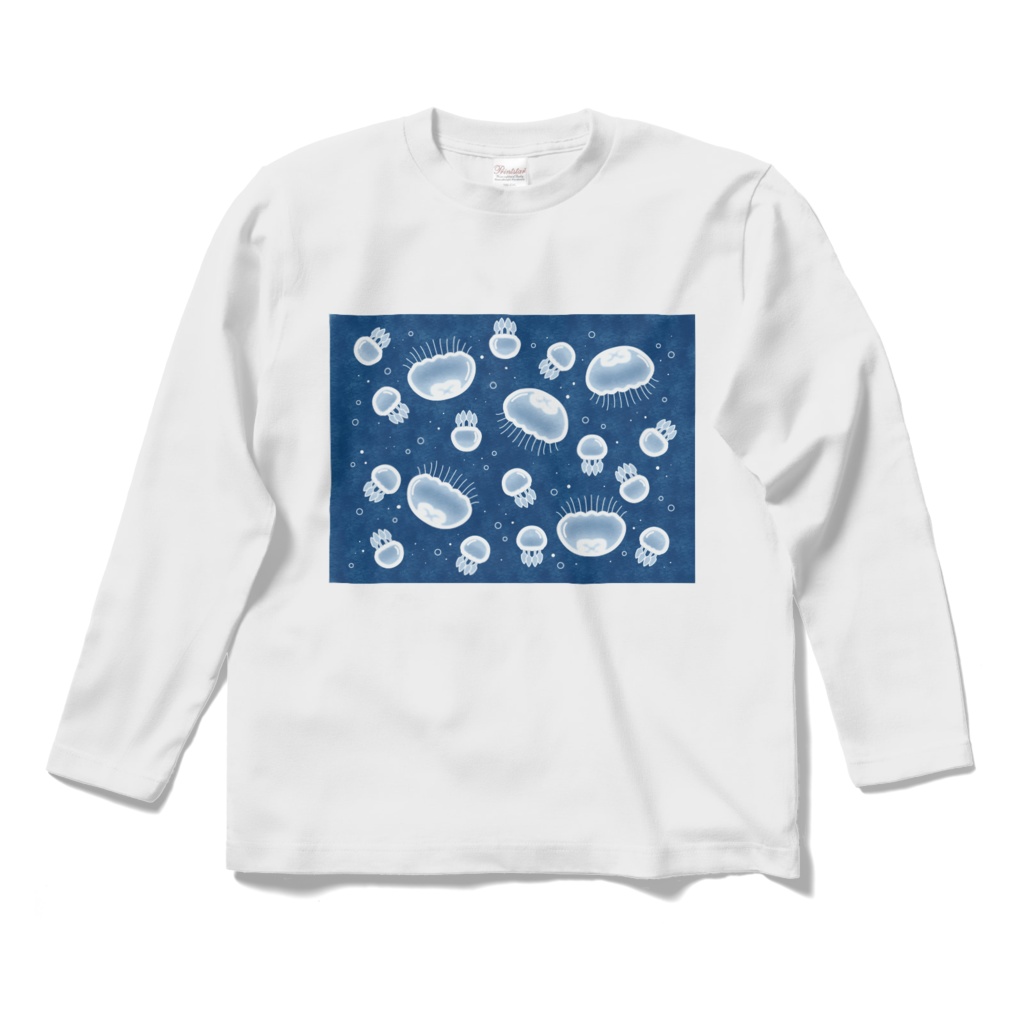 漂うクラゲA　ロングスリーブTシャツ　白（ホワイト）