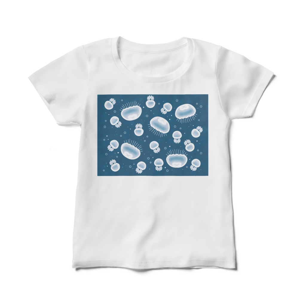 漂うクラゲA　オリジナルレディースTシャツ　白（ホワイト）