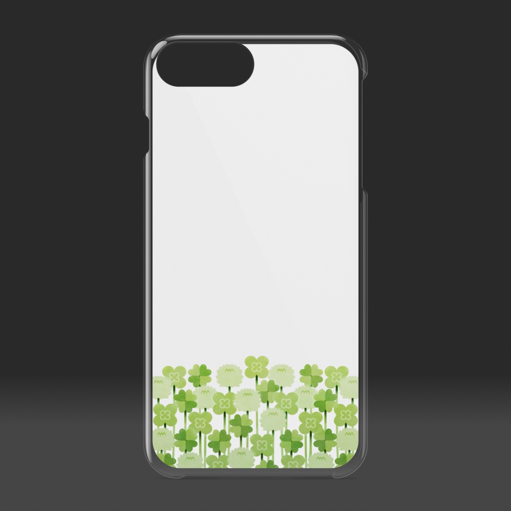 クローバー&シロツメクサ クリアiPhoneケース 白色(ホワイト)