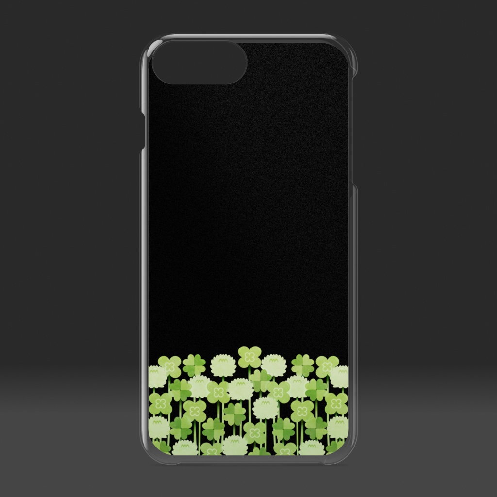 クローバー&シロツメクサ クリアiPhoneケース 黒色(ブラック)