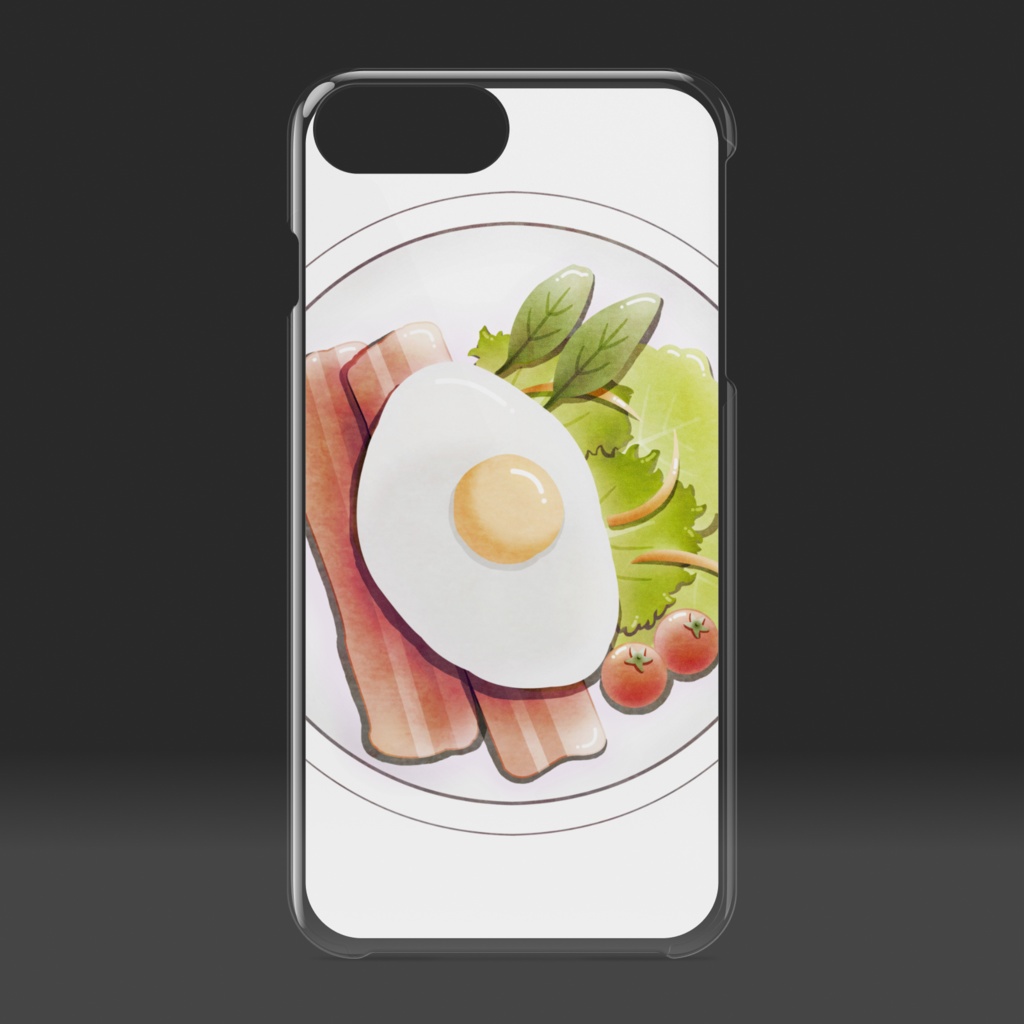 ベーコンエッグサラダ クリアiPhoneケース 白色(ホワイト)