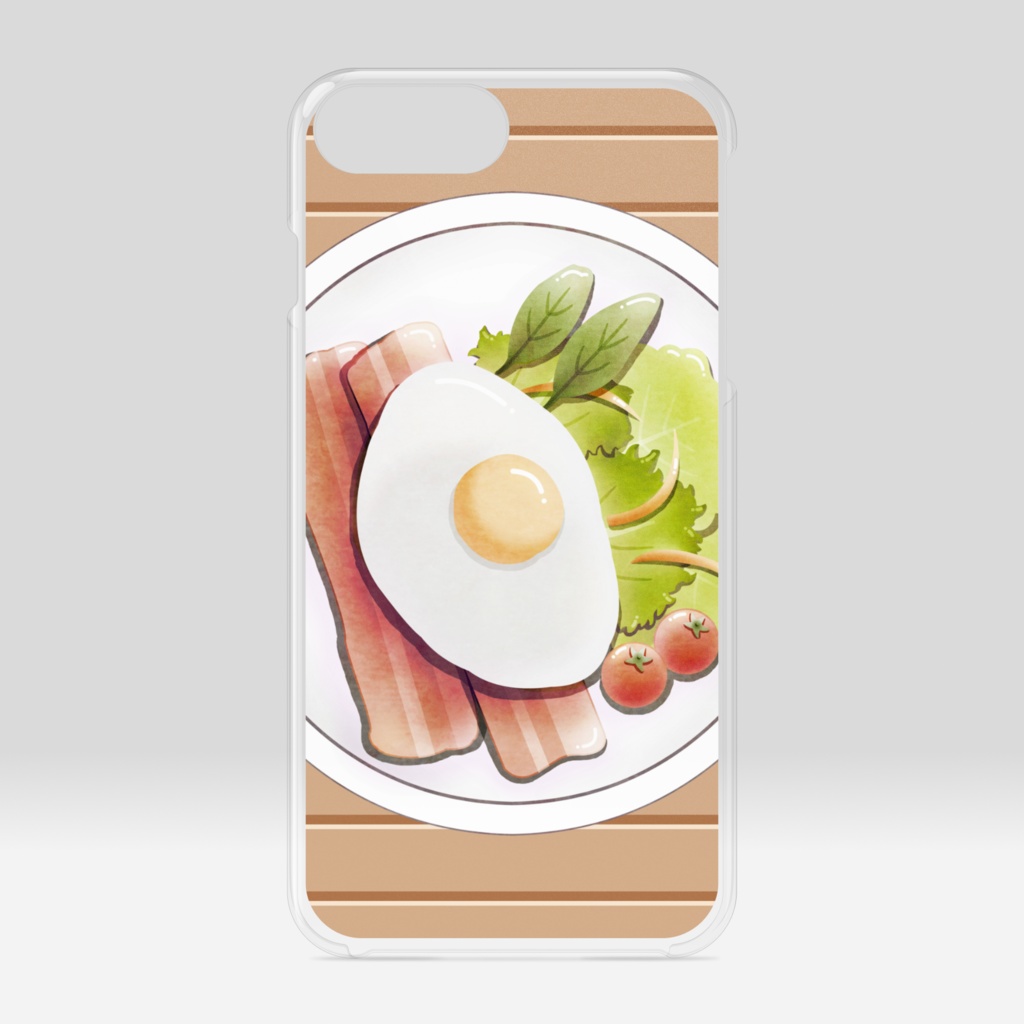 ベーコンエッグサラダ クリアiPhoneケース ベージュ