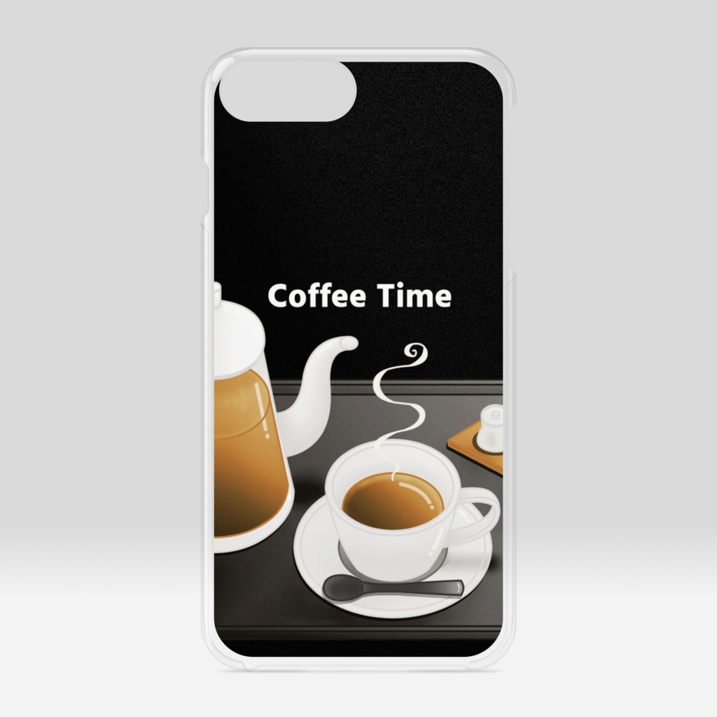珈琲　クリアiPhoneケース　黒背景（ブラック）ver