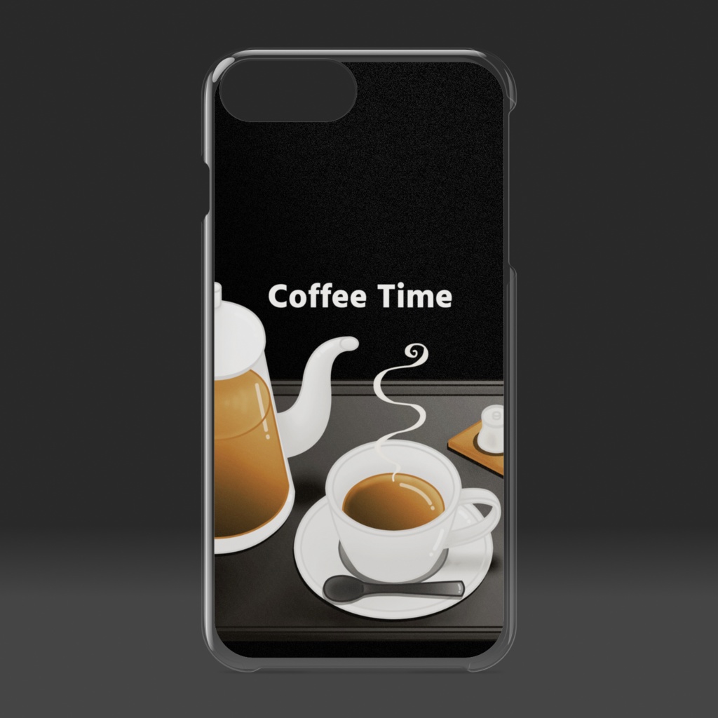 珈琲 クリアiPhoneケース 黒背景(ブラック)ver