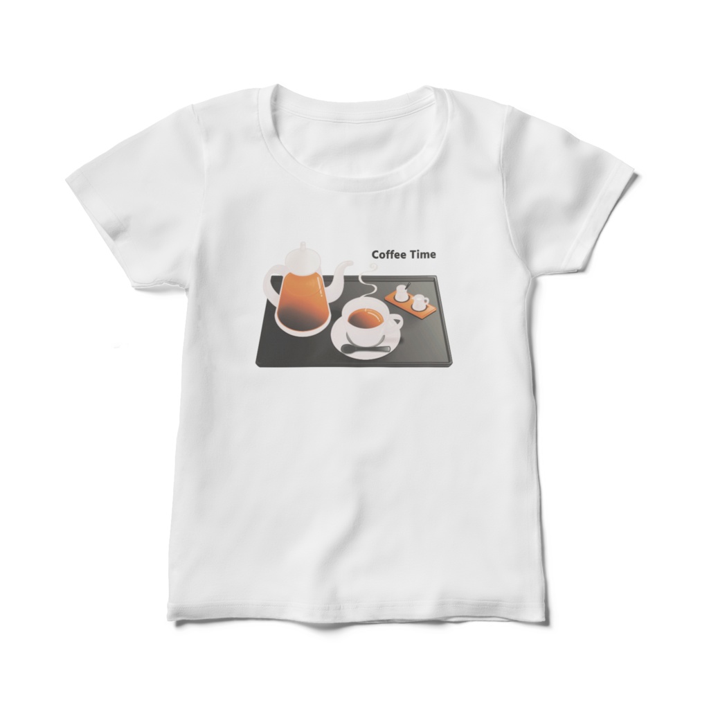 珈琲　オリジナルレディースTシャツ　白色（ホワイト）