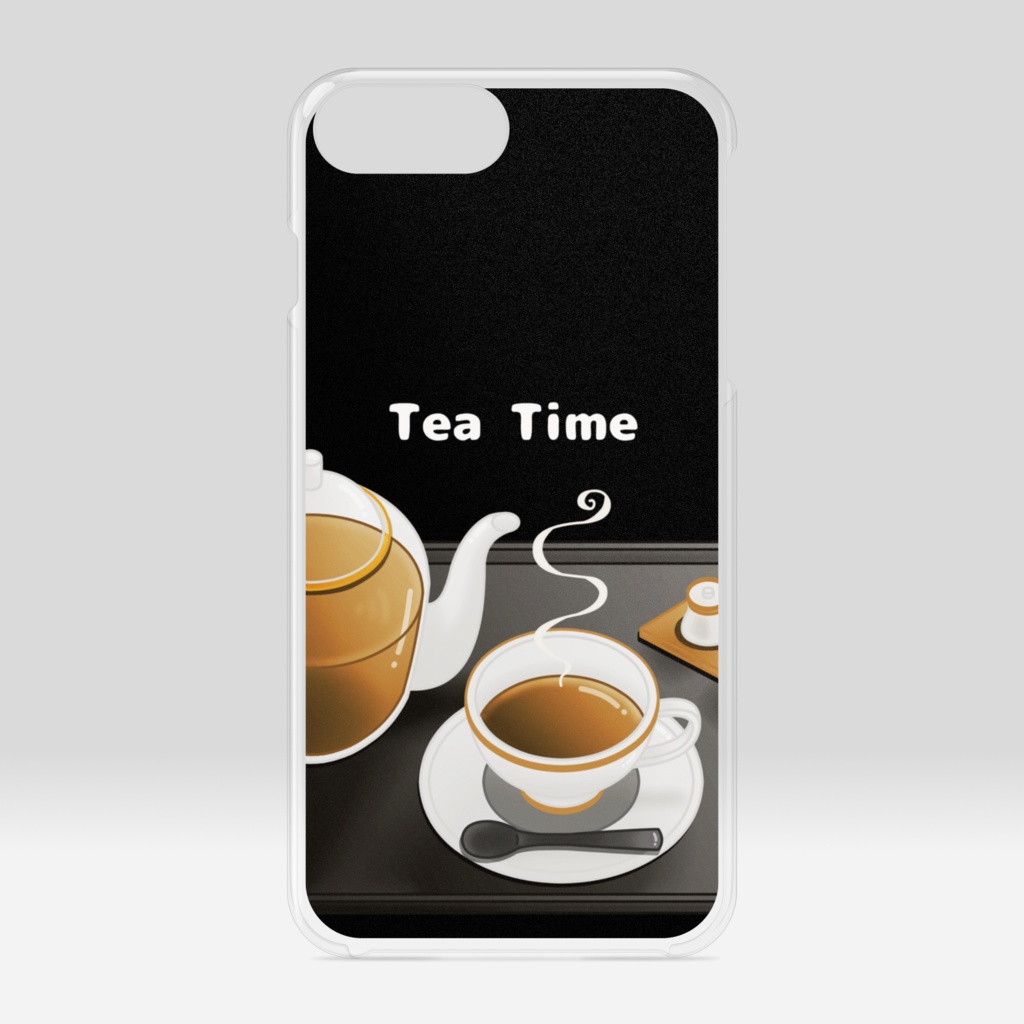 紅茶　クリアiPhoneケース　黒背景（ブラック）ver