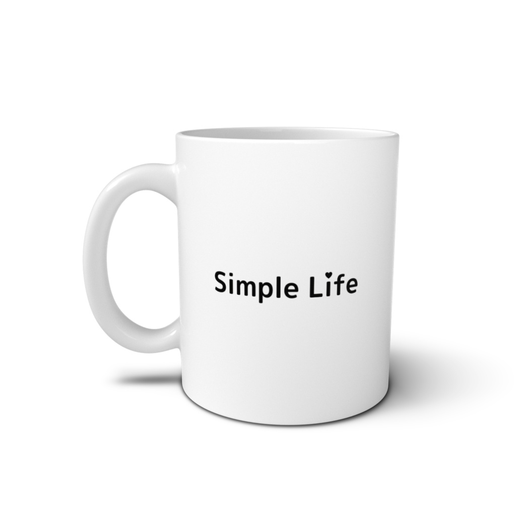 白黒文字にハートモチーフを取り入れた、Simple Lifeロゴ入りマグカップ❤(全2色)