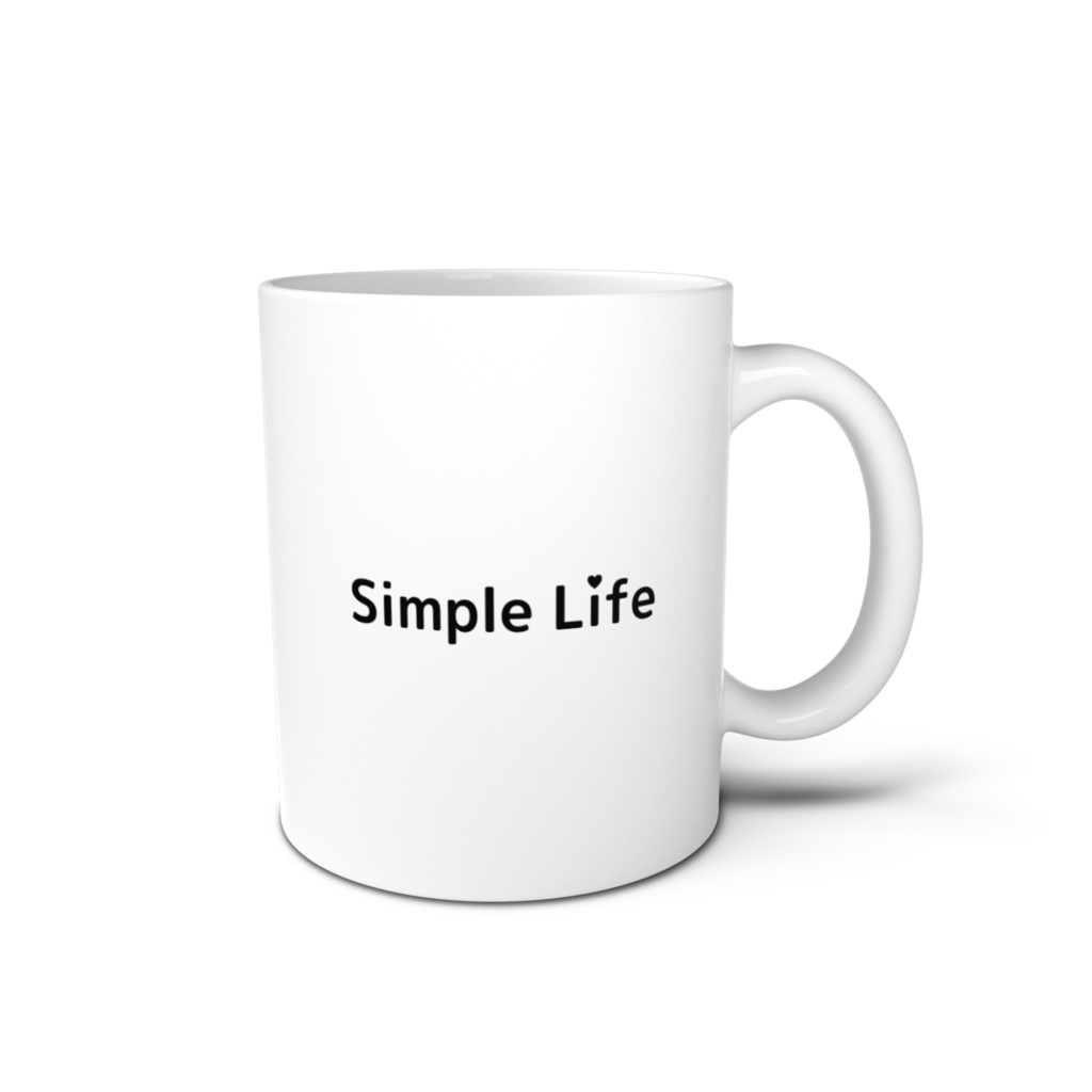 白黒文字にハートモチーフを取り入れた、Simple Lifeロゴ入りマグカップ❤（全2色）