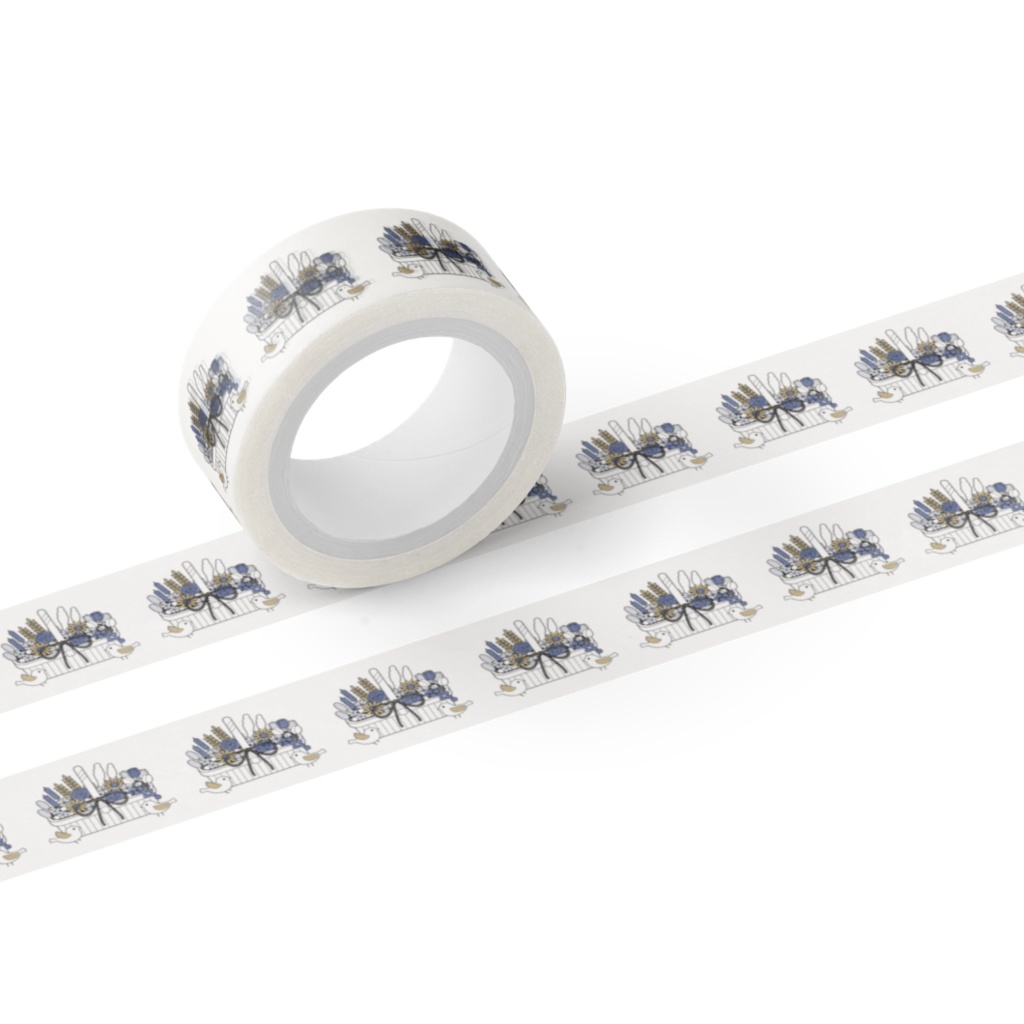 フラワーバスケットA マスキングテープ 白色(ホワイト)