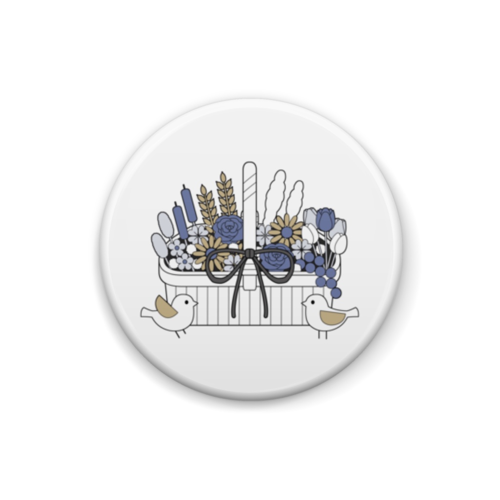 フラワーバスケットA 缶バッジ(全3色)