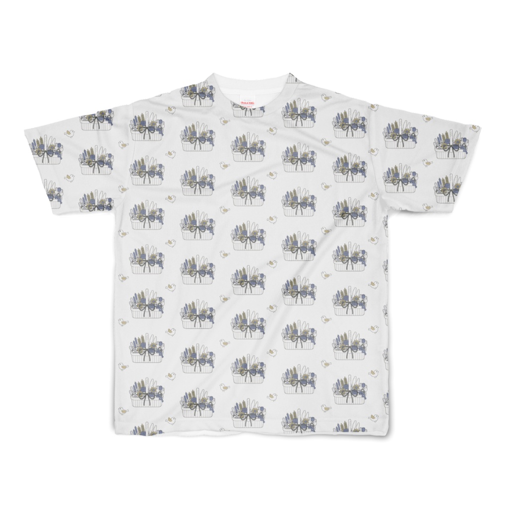 フラワーバスケットB フルグラフィックTシャツ(全3色) 両面印刷