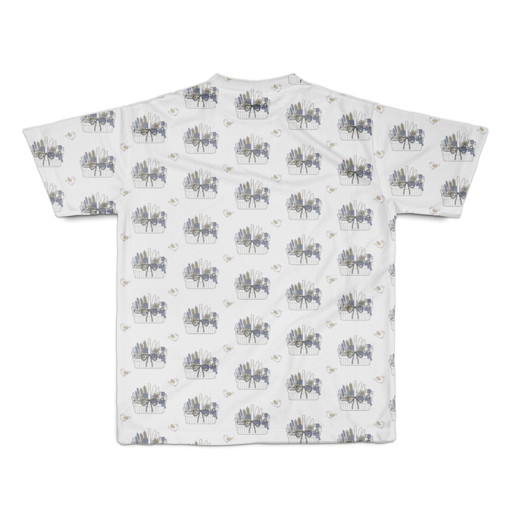 フラワーバスケットB フルグラフィックTシャツ(全3色) 両面印刷
