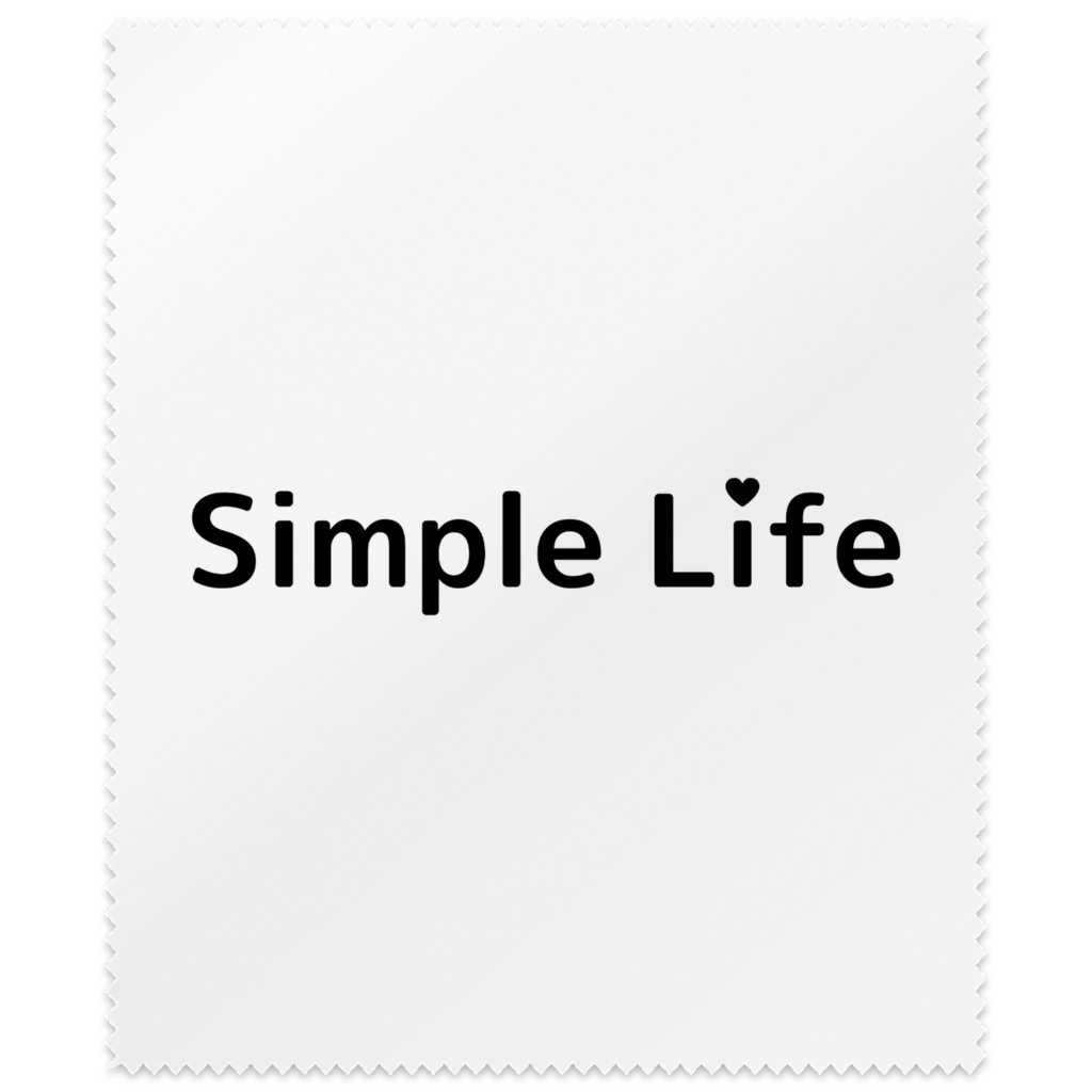 白黒文字にハートモチーフを取り入れた、Simple Lifeロゴ入りメガネ拭き・画面拭き❤(全2色)