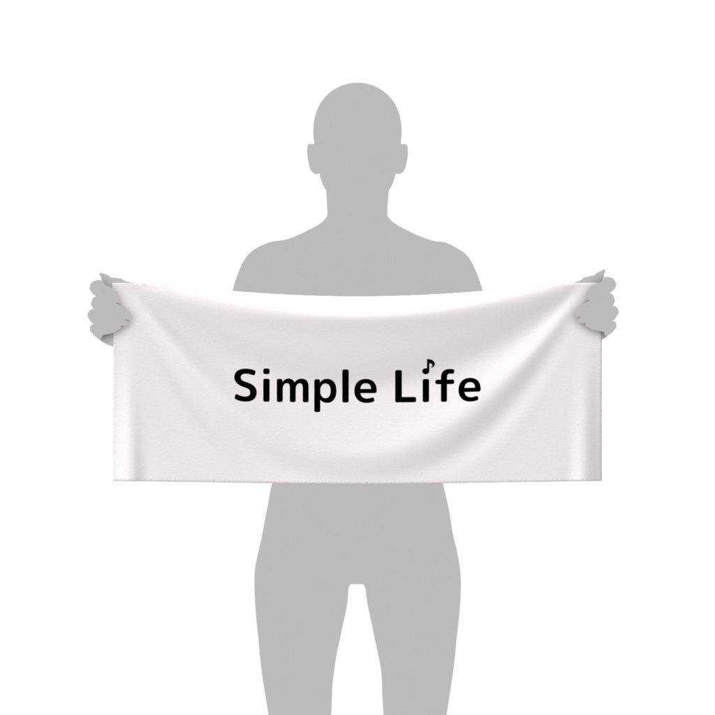 白黒文字に音符モチーフを取り入れた、Simple Lifeロゴ入りフェイスタオル♪(全2色)