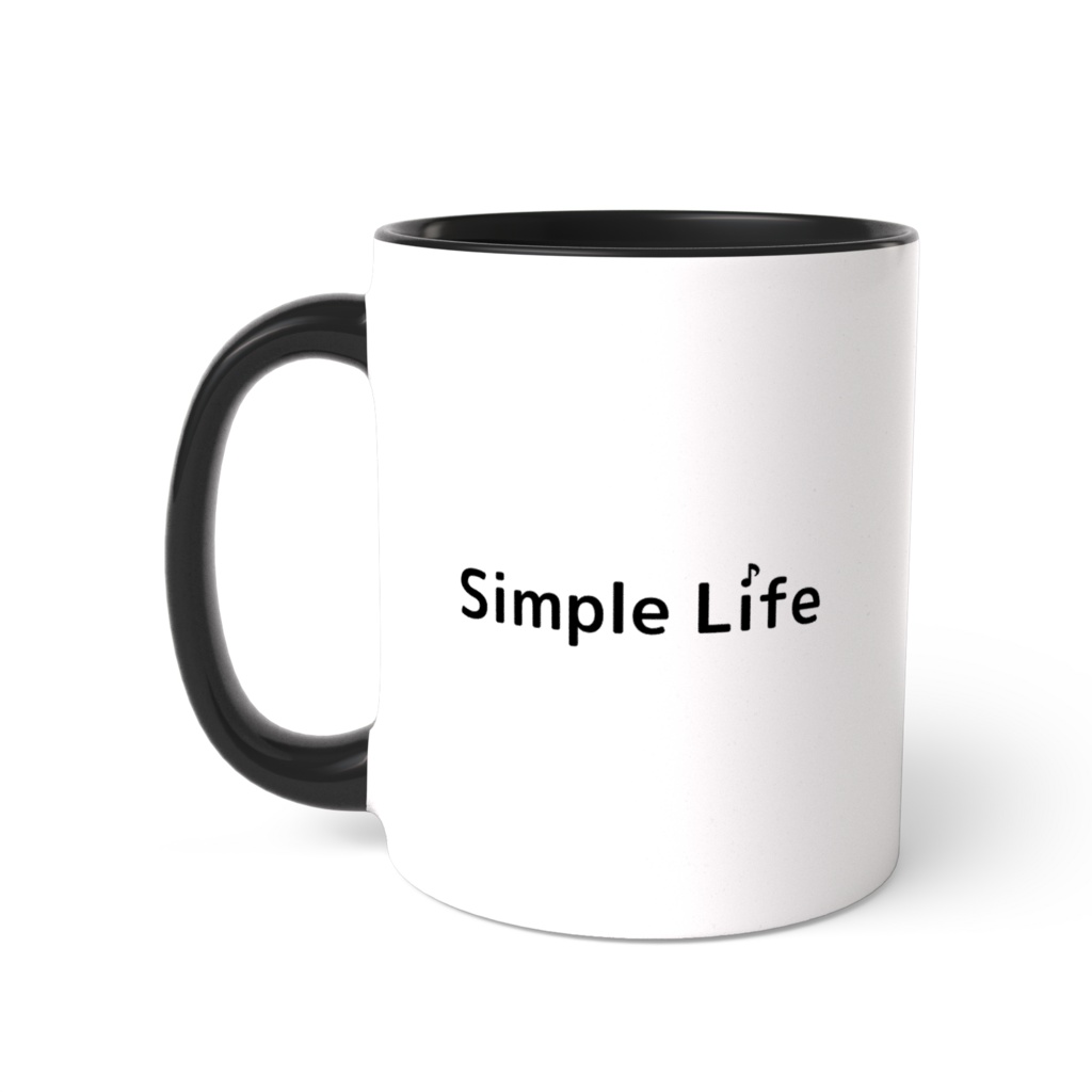 白黒文字に音符モチーフを取り入れた、Simple Lifeロゴ入りツートンカラーマグカップ♪