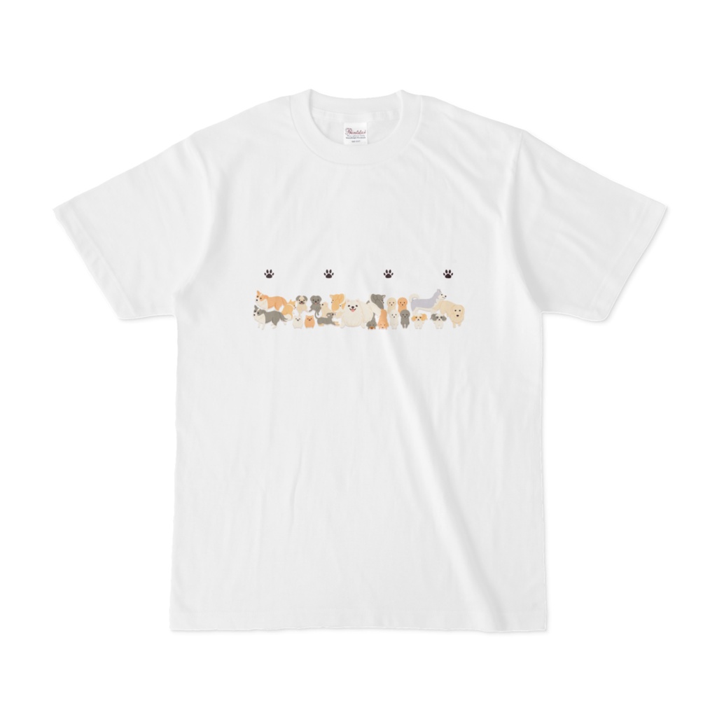犬だらけ❤TシャツB　白（ホワイト）