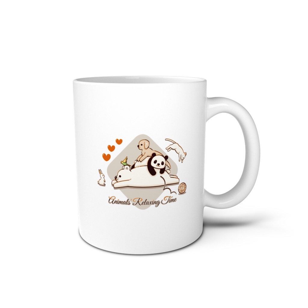 動物達のくつろぎタイム（Animals' Relaxing Time）マグカップ（全2色）