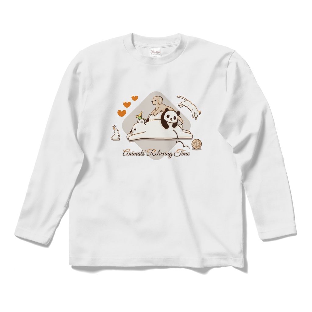 動物達のくつろぎタイム（Animals' Relaxing Time）ロングスリーブTシャツ（全6色）