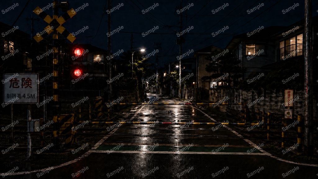 夜の住宅街 背景素材8枚セット|1920×1080 PNG・商用利用OK