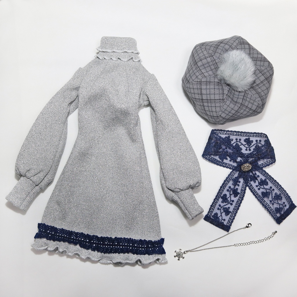 ※販売終了※(個別受注のみ可)【DD・DDS】シルバーラメニットのスノーワンピース<送料無料>