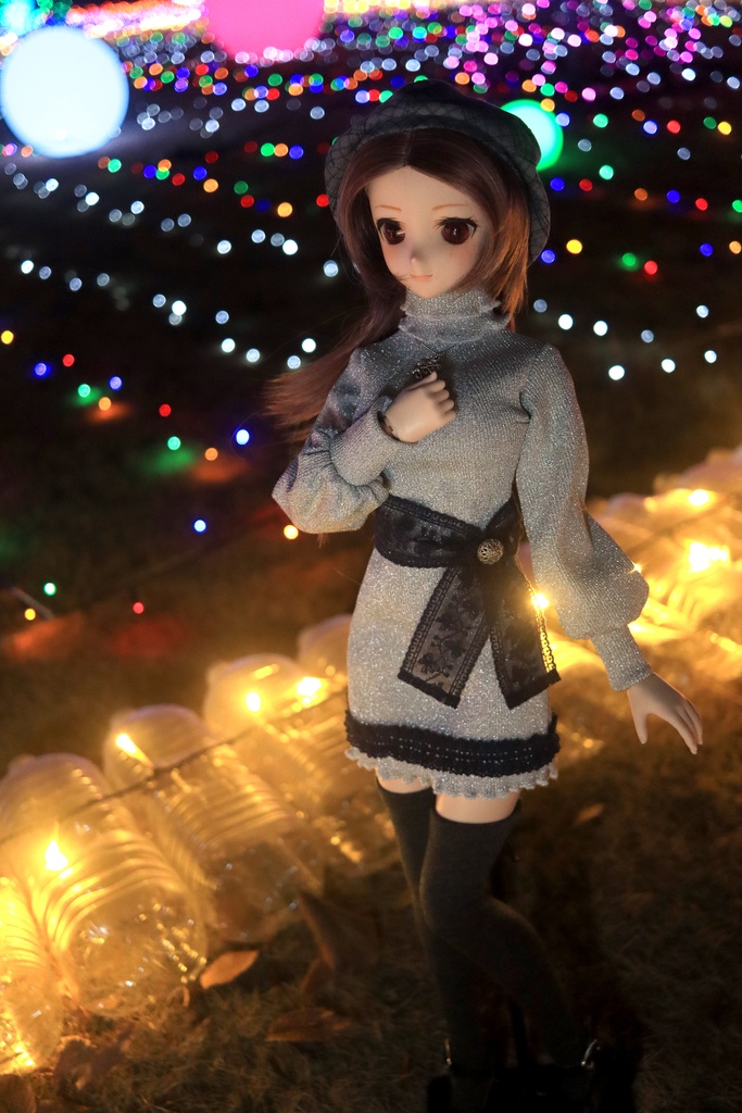 ※販売終了※(個別受注のみ可)【DD・DDS】シルバーラメニットのスノーワンピース<送料無料>