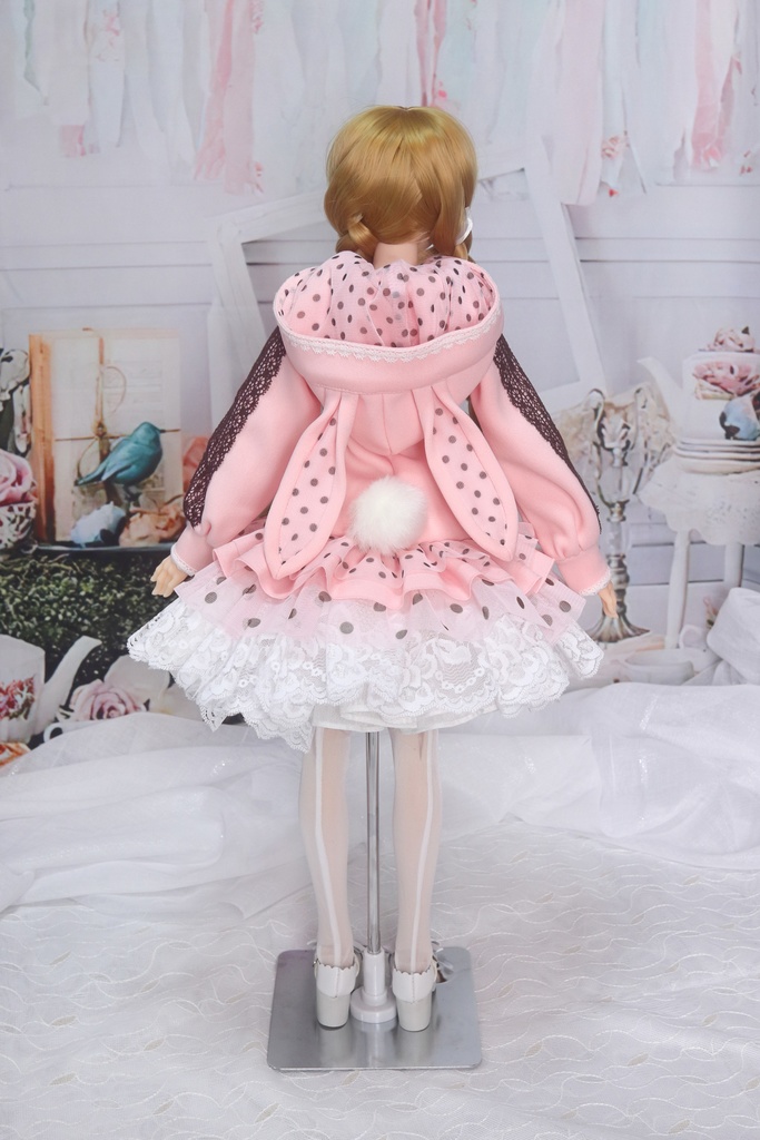 【DD・DDS】レースとドットフリルのうさねこパーカー<送料無料>