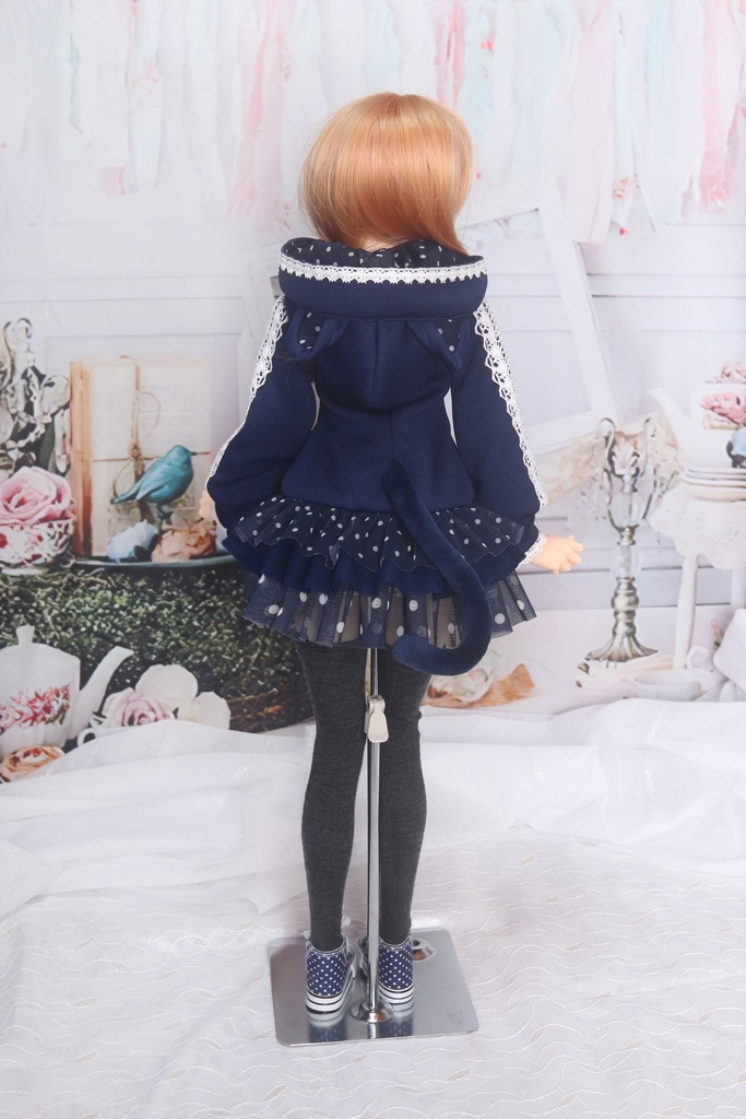 【DD・DDS】レースとドットフリルのうさねこパーカー<送料無料>