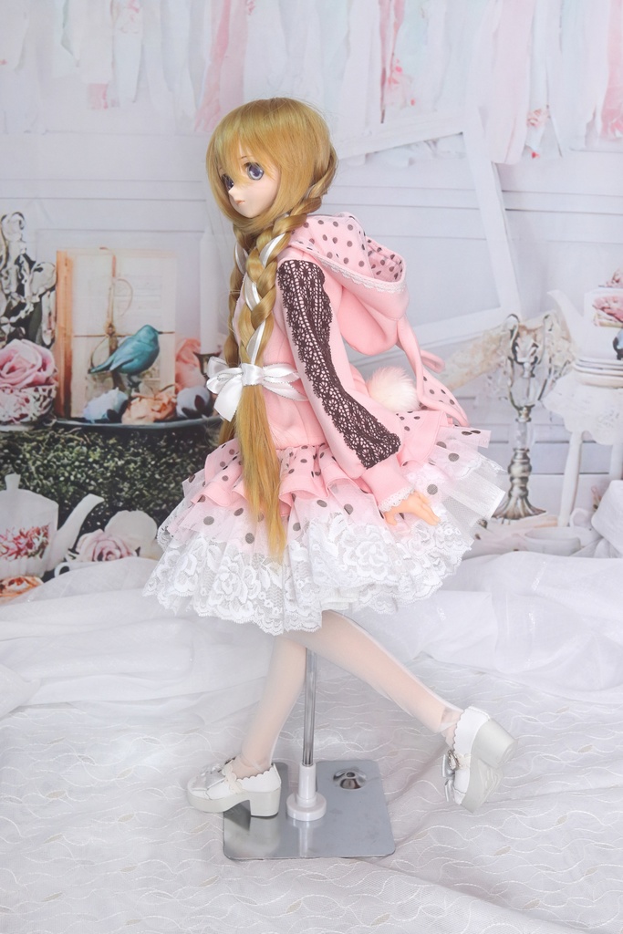 【DD・DDS】レースとドットフリルのうさねこパーカー<送料無料>