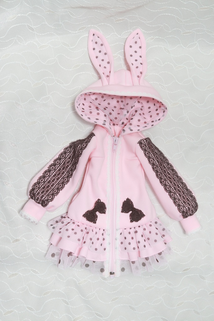 【DD・DDS】レースとドットフリルのうさねこパーカー<送料無料>