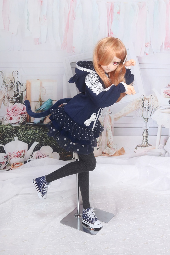 【DD・DDS】レースとドットフリルのうさねこパーカー<送料無料>