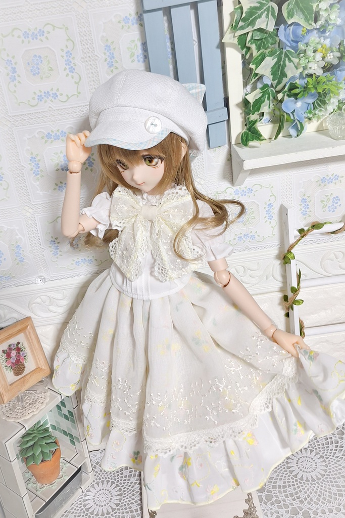 【SD・DD向け】バックリボンねこみみキャスケット(ホワイト)<送料無料>