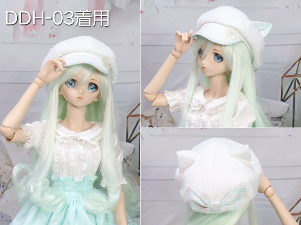 【SD・DD向け】バックリボンねこみみキャスケット(ホワイト)<送料無料>