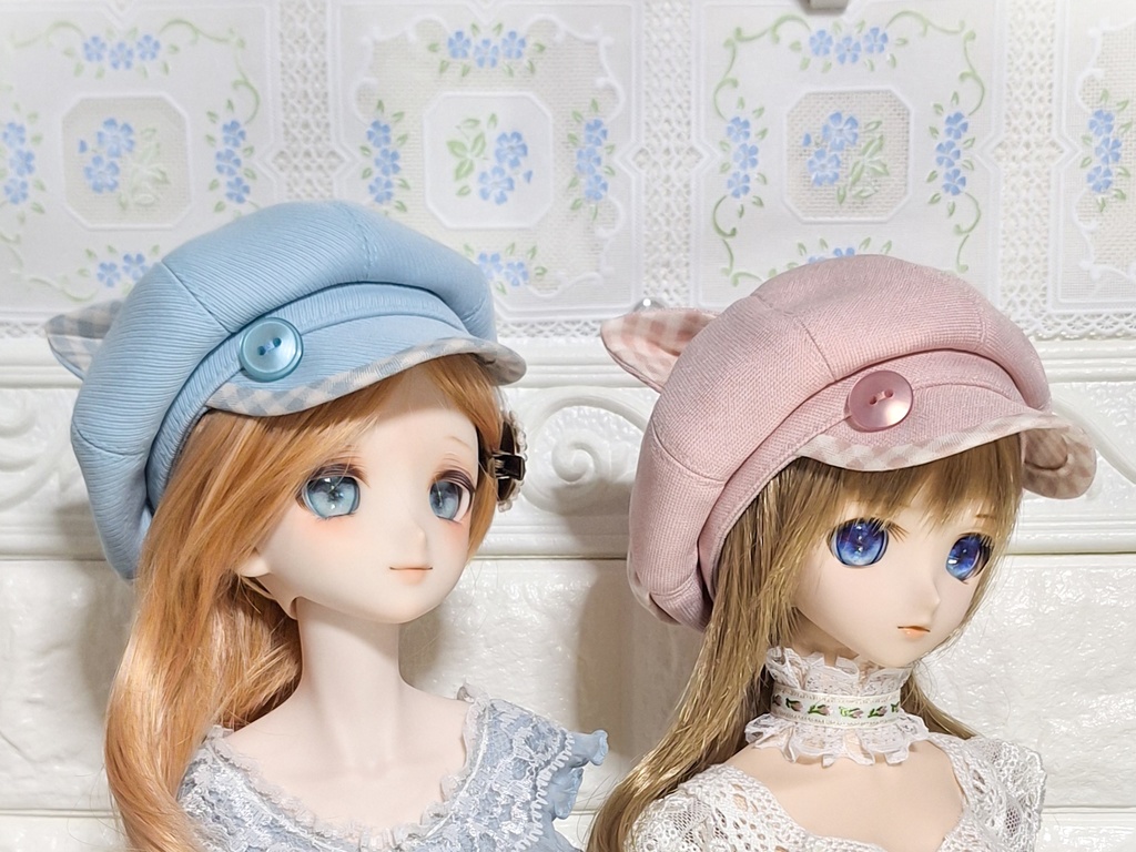 5月販売予定【SD・DD向け】バックリボンねこみみキャスケット(ピンク&水色)<送料無料>