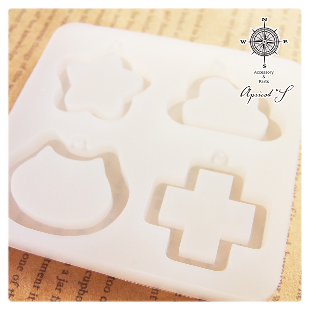 フレーム 4種 星 雲 十字架 猫 シリコンモールド 型 (1個)