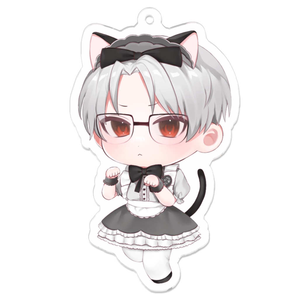 【非公式】猫耳メイドアクリルキーホルダー 眼鏡ver.