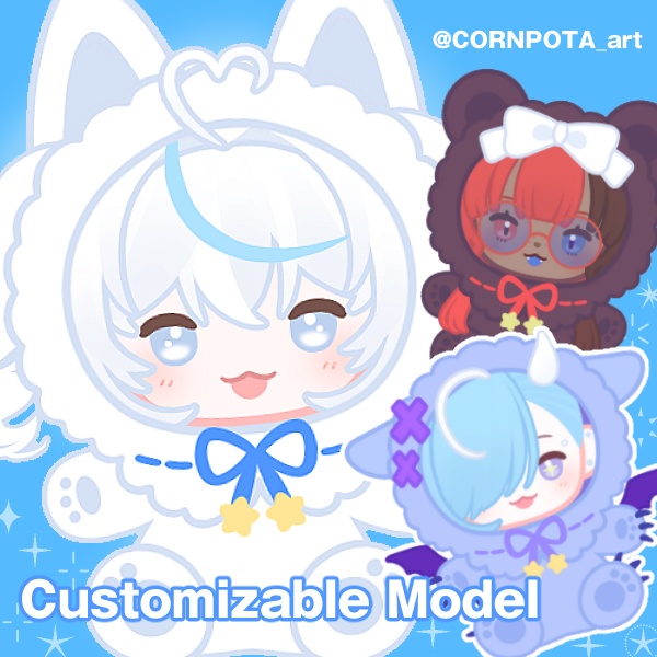【Live2D】Fluffy Plush Customizable Vtuber Model 🧸カスタマイズ汎用モデル