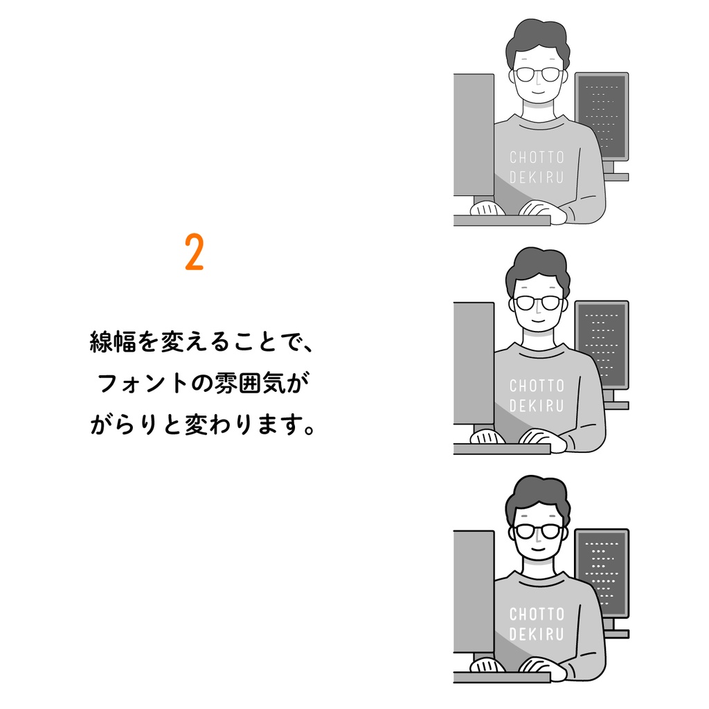 線に美しくフィットするFreeLineFont
