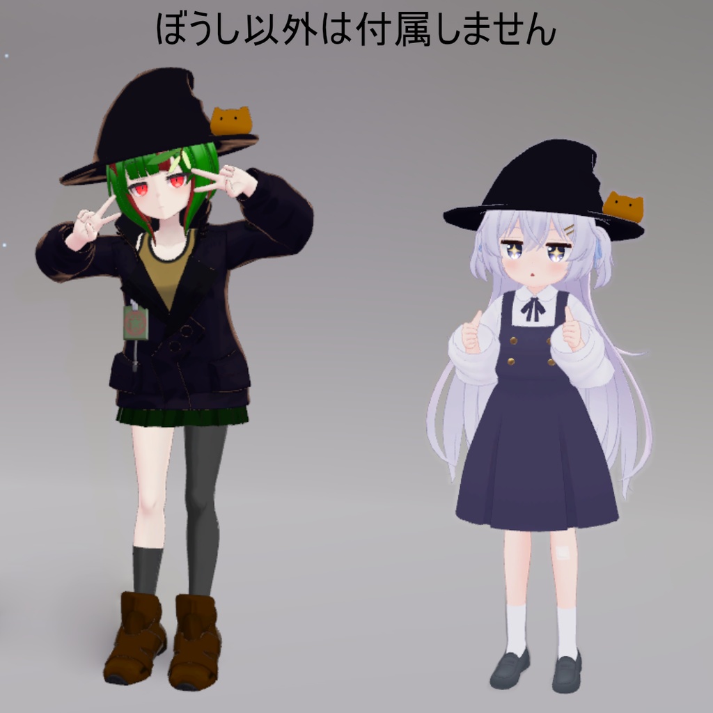 【揺れる】にゃんこの魔女ぼうし3Dモデル