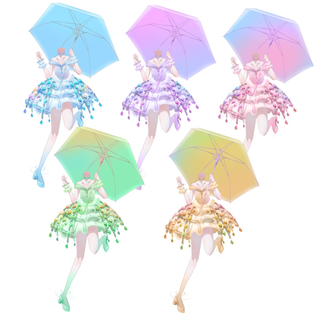 【無料版あり】雨の雫のキラキラドレス【Vライバー衣装】