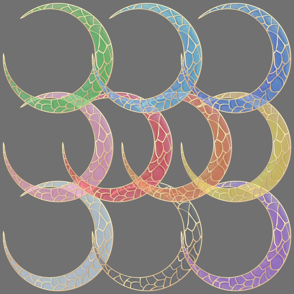 【半透明】月のステンドグラスのアイコンリング【返礼品◎】【2個セット】