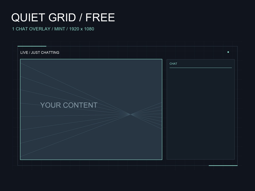 【無料】QUIET GRID｜雑談用配信画面・ミント1点｜透過PNG