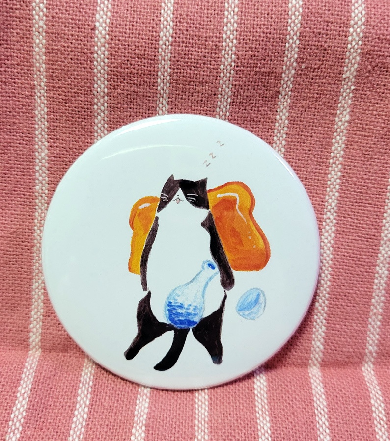 缶バッジ　よっぱらい猫