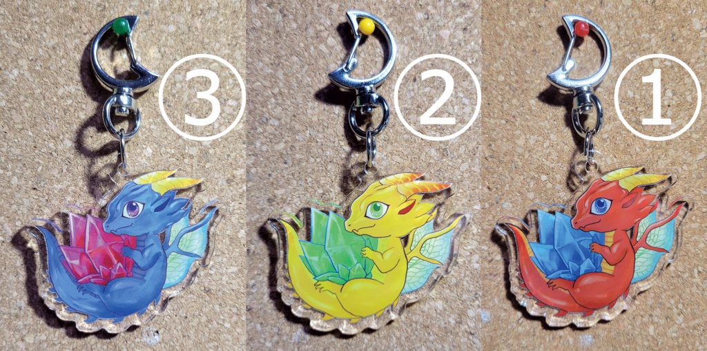 アクリルキーホルダー　ドラゴン3種類