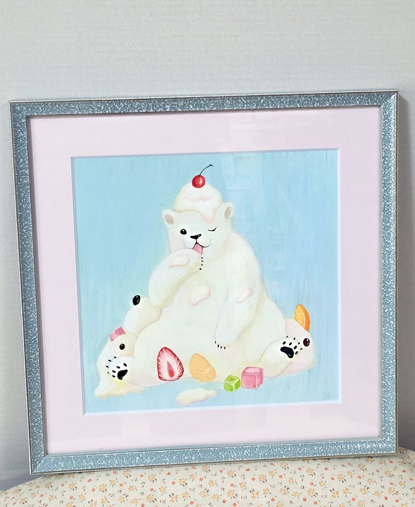 【額装原画】しろくまアイス