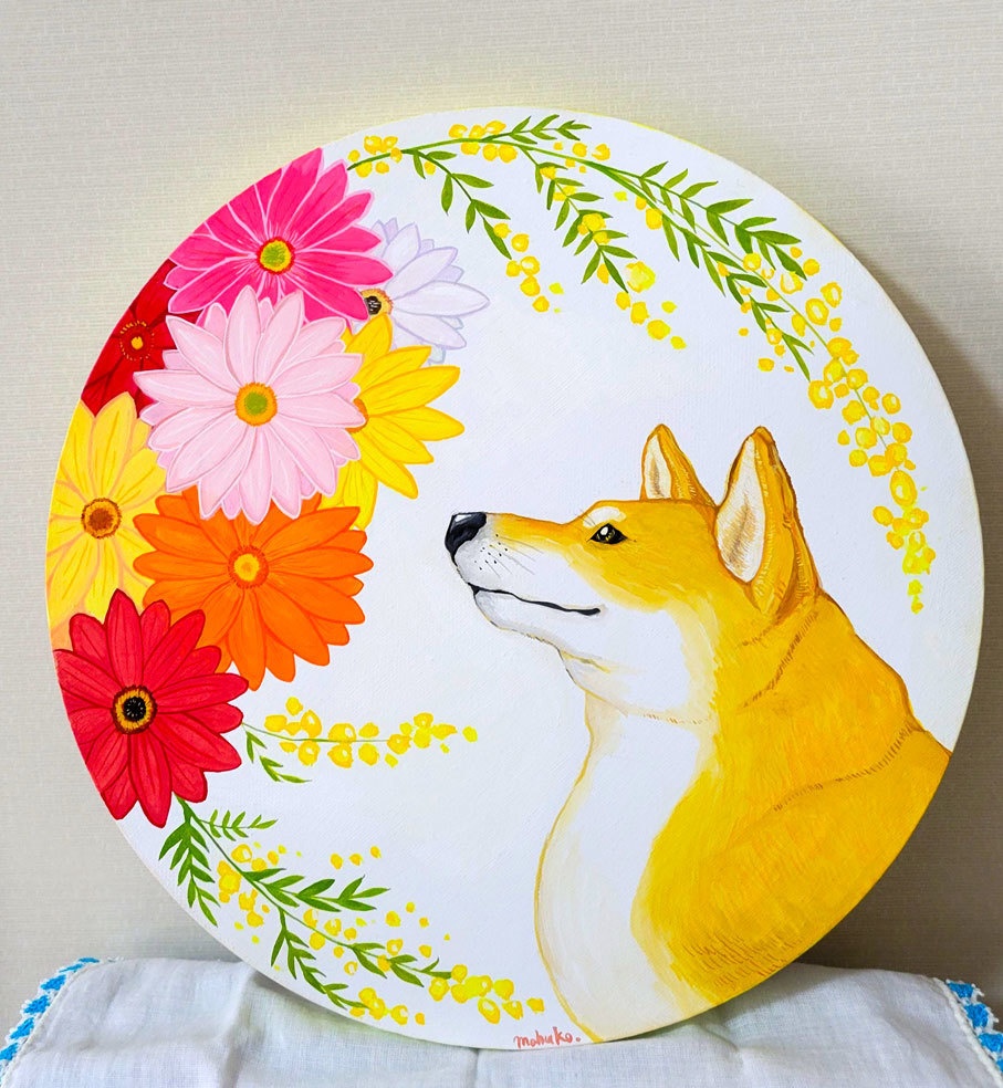 【原画・丸形キャンバス】君の鼻の頭の暖かさ