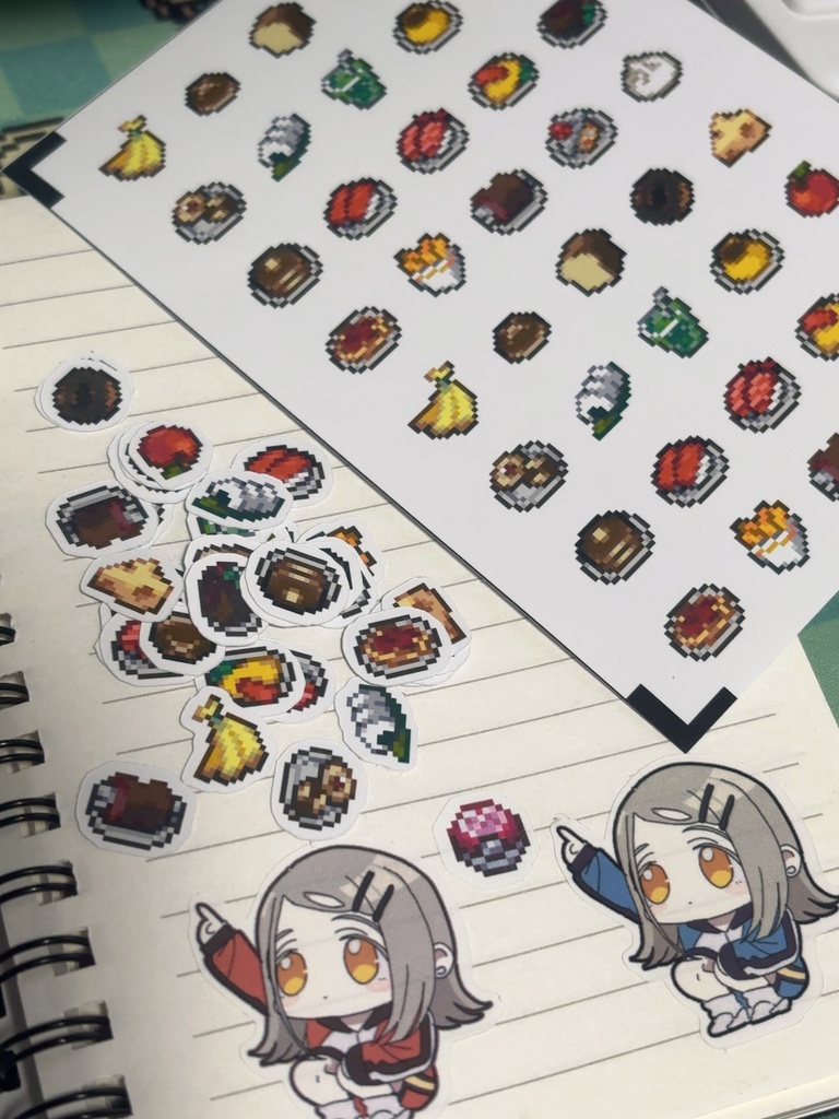 ドット絵食べ物フレークシール
