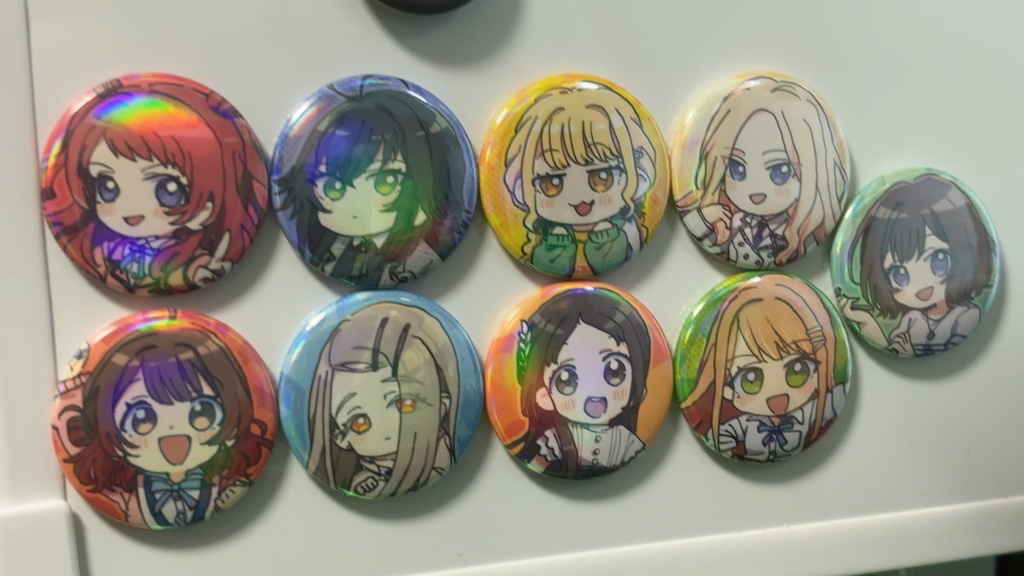 学マスオールキャラオーロラホログラム缶バッジ(32mm)　ピンver・マグネットver
